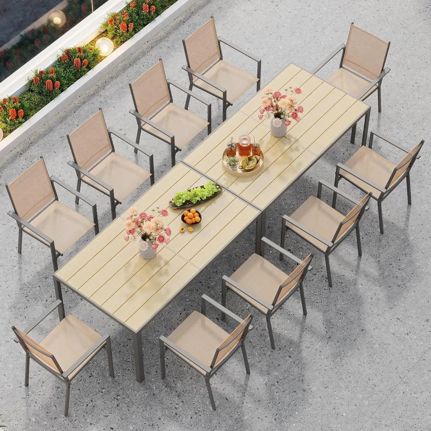 Patio Dining Set With Table And Textilene Chairs Outdoor