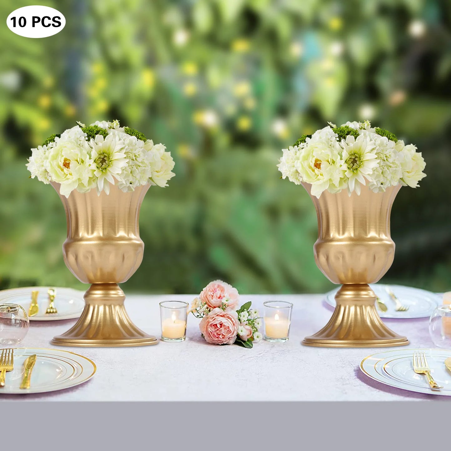 Metal Flower Vases 10 Pack Retro Gold Wedding Table Decor