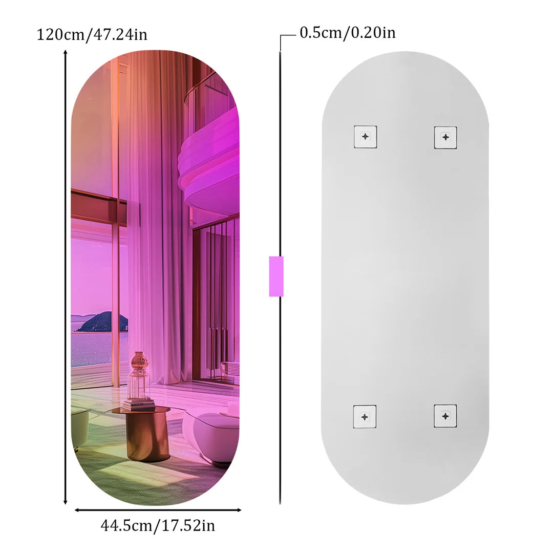 LUVODI Aesthetic Wall Mirror Iridescent Accent Mirror Rainbow Full Length Glass Mirror for Bedroom,Living Room
