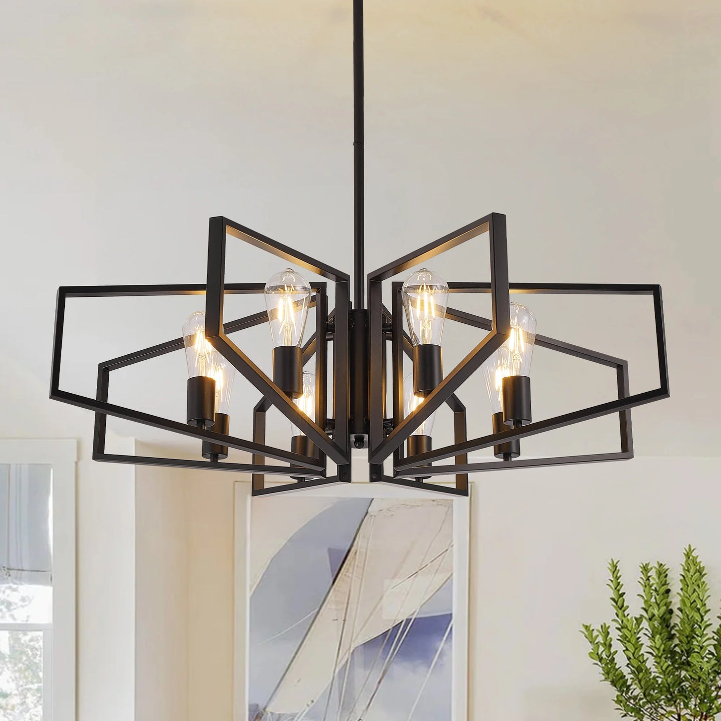 Geometric 8 Light Chandelier Pendant Light Adjustable