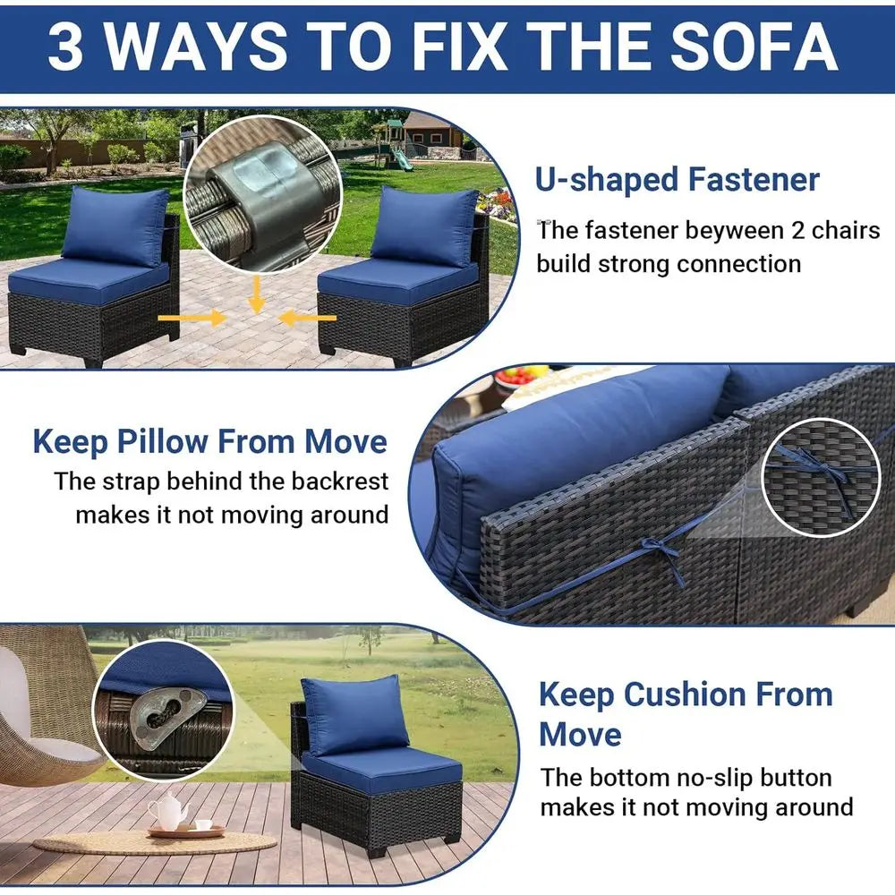 Outdoor Wicker Patio Set With Cushions And Glass Table