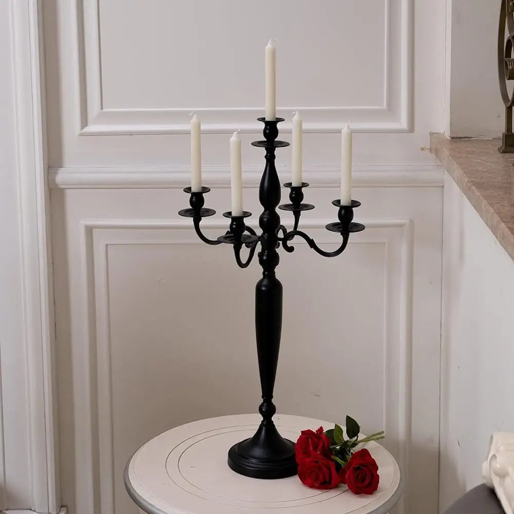 Five-Arm Metal Candelabra Candlestick Holders Centerpiece Matte Finish