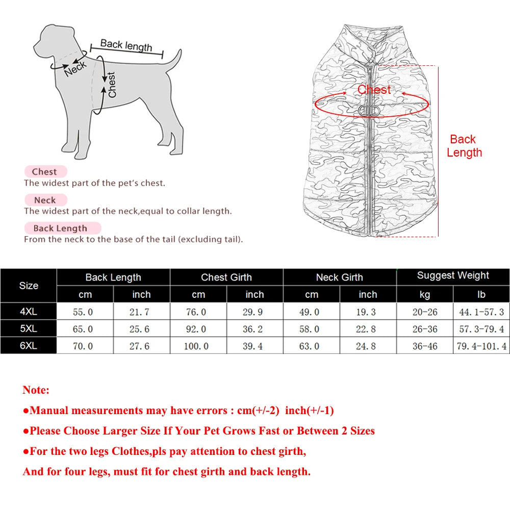 Winter Waterproof Dog Coat Camouflage Print for Pets