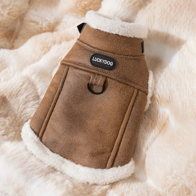 Dog Padded Vest Winter Coat With Traction Buckle Soft Fleece