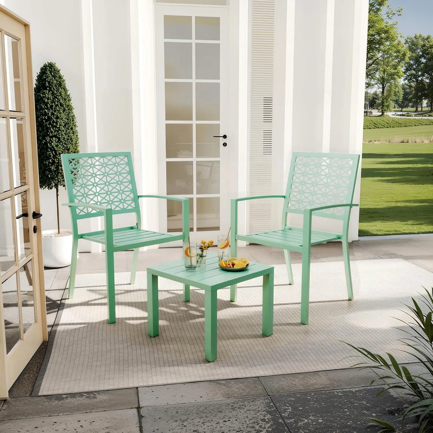 HobbyLane 3 Piece Outdoor Patio Bistro Set With Coffee Table