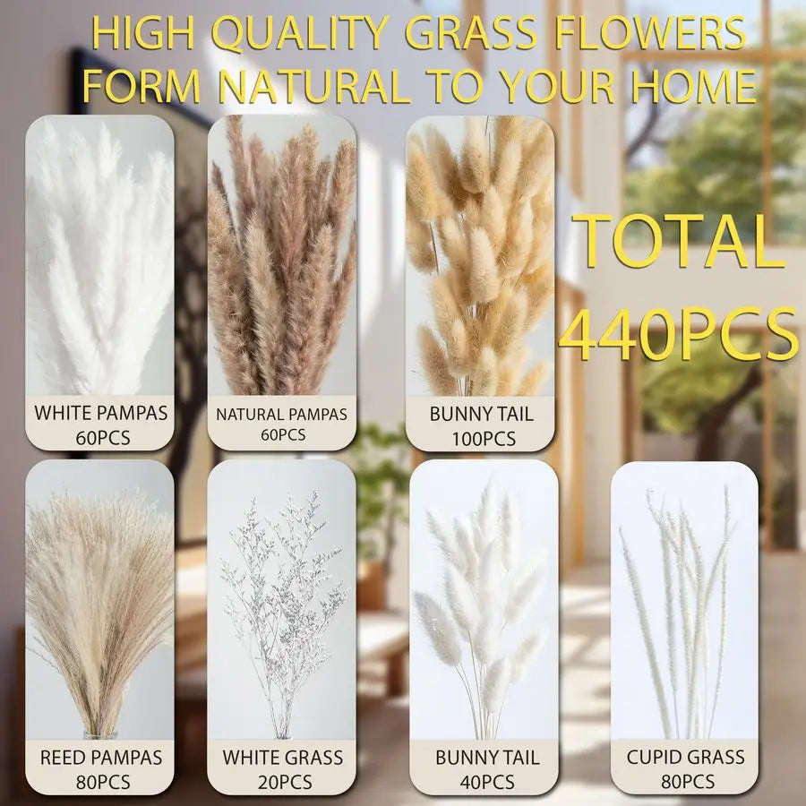 Natural Pampas Grass Decor Bouquet Boho Dried Floral Arrangement Centerpiece Table Decor Wedding Decor Rustic Decor 440PCS