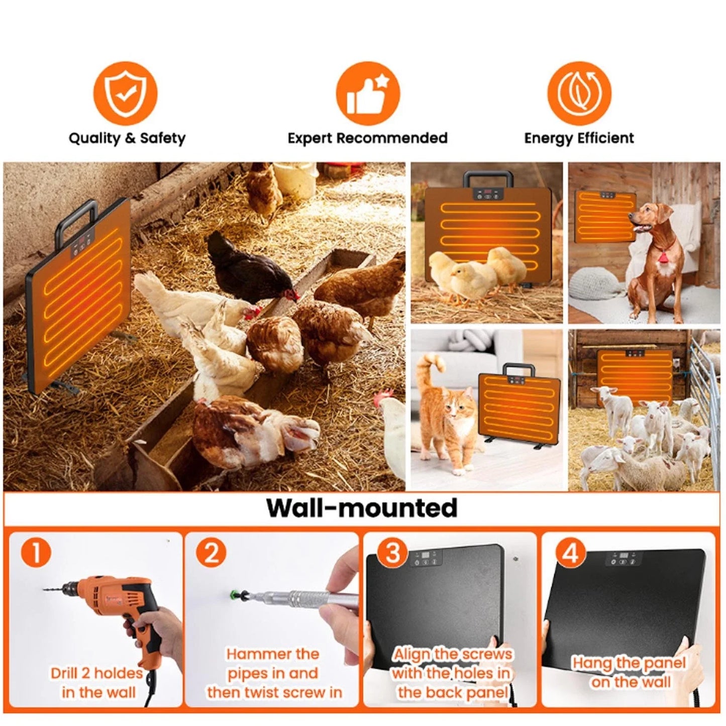Thermostatic Chicken Coop Heater for Poultry and Farm Animals
