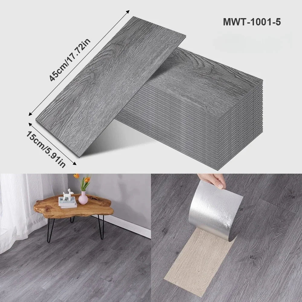 Thicken Wood Grain Floor Sticker Industrial Cement PVC Vinyl Floor Sticker Self-adhesive Waterproof Tile Sticker Home Decor