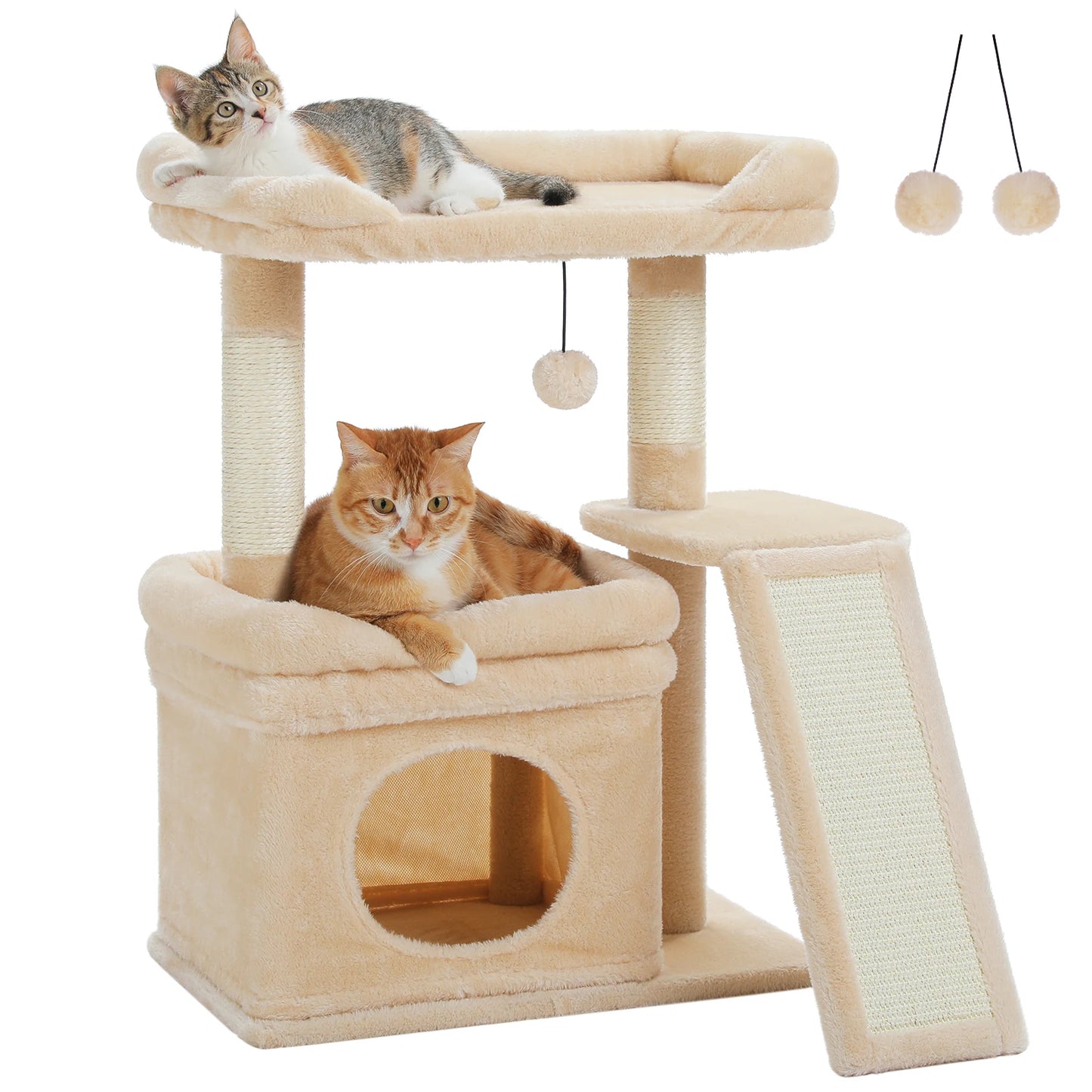 PAWZ Road Cat Tree Indoor Tower Three-Tier Sisal Scratching Post Pad Top Perch