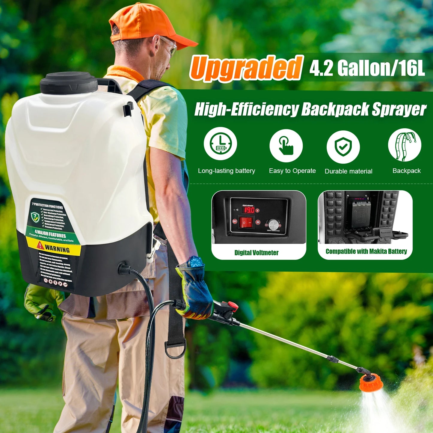 Battery-Powered Knapsack Sprayer With Battery Included