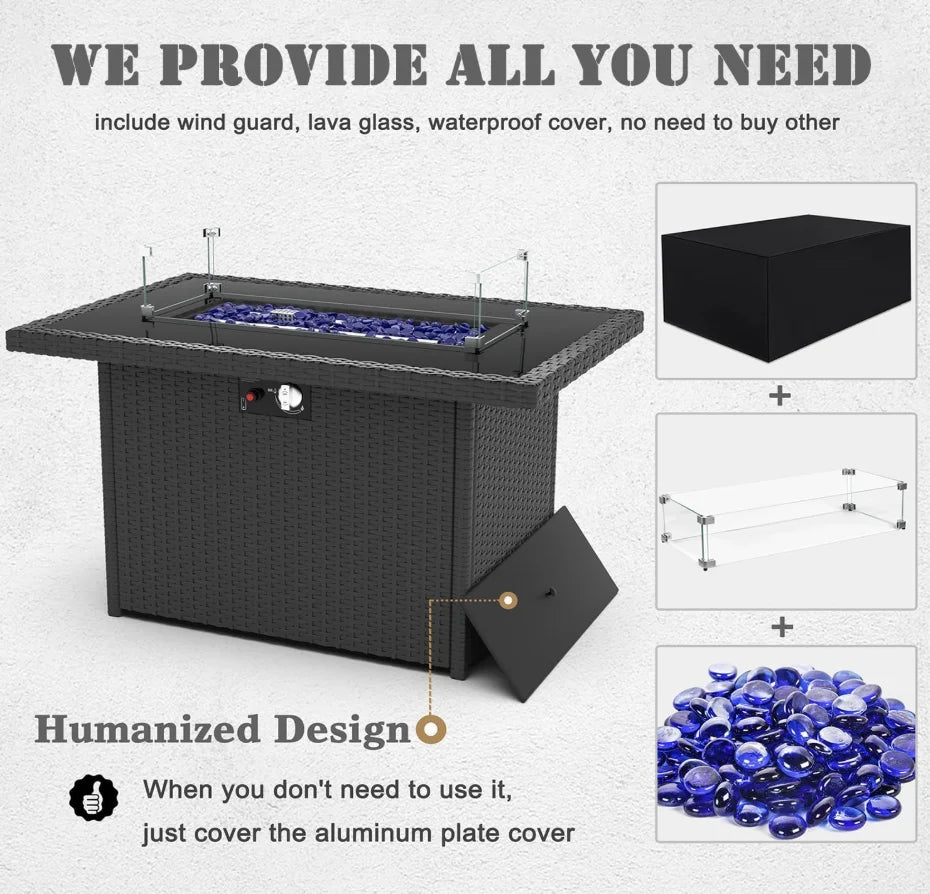 8-Piece Patio Furniture Set With Propane Fire Pit Table