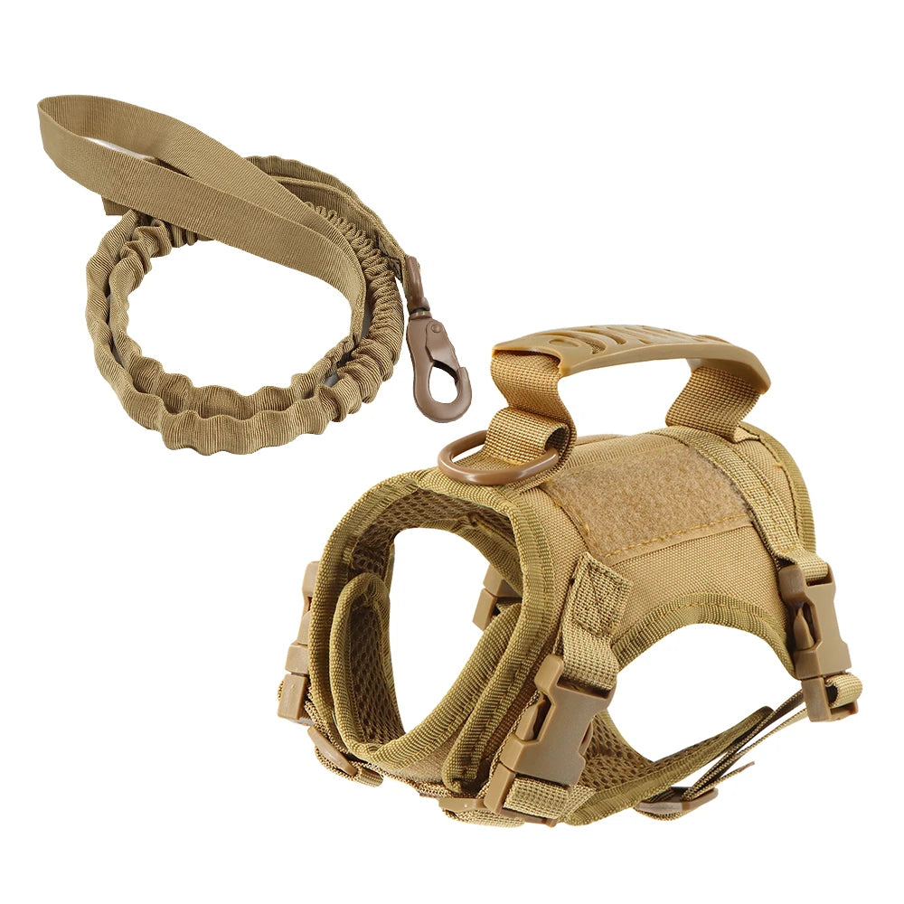PETRAVELC Tactical Puppy Harness Leash Set For Small Dogs