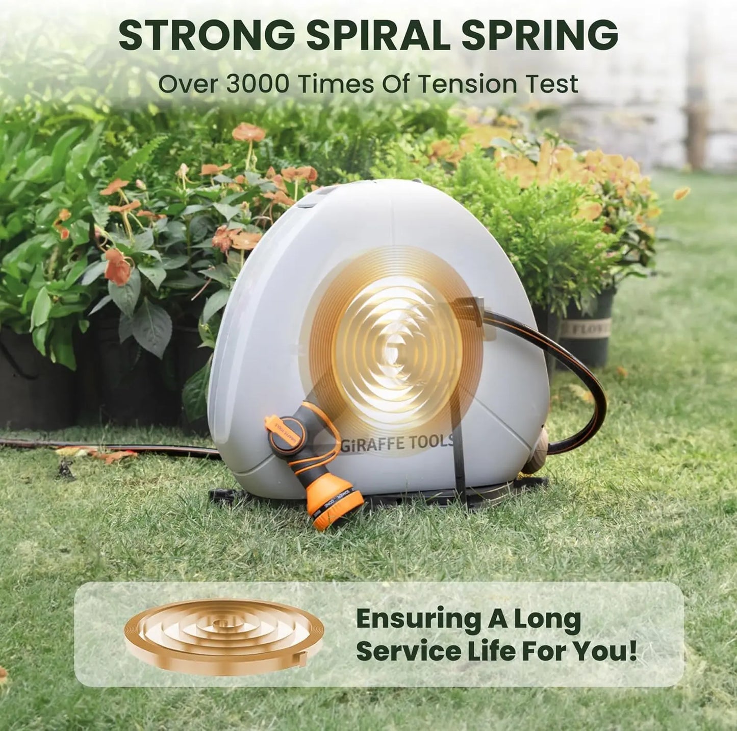 Giraffe Tools Retractable Hose Reel With Lock And Automatic Rewind
