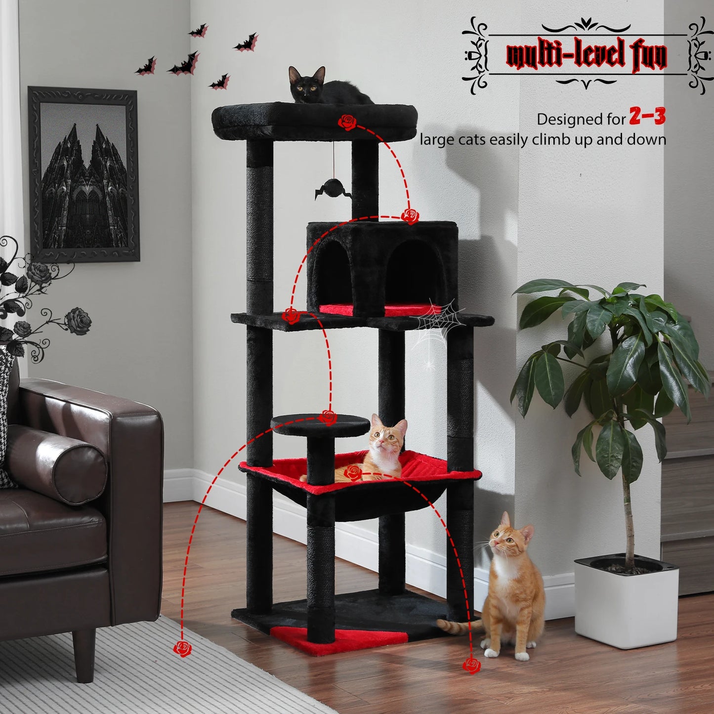 PAWZ Road Cat Tree Indoor Five Tier Tower With Scratching Posts
