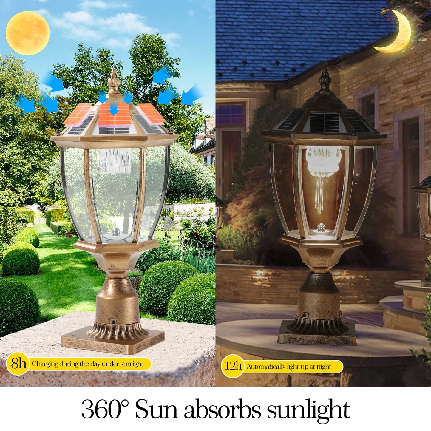 ARLGSITE Solar LED Post Lights Outdoor 2Pack With Automatic
