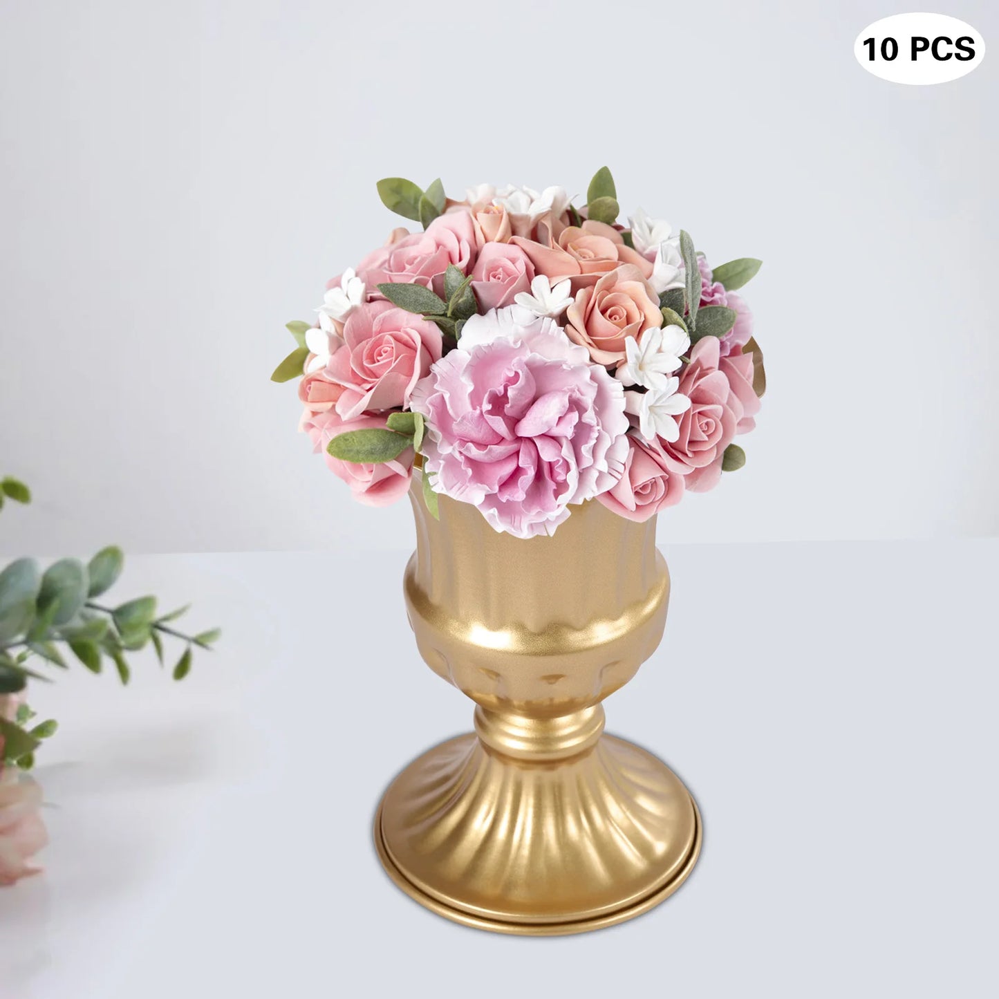 Metal Flower Vases 10 Pack Retro Gold Wedding Table Decor