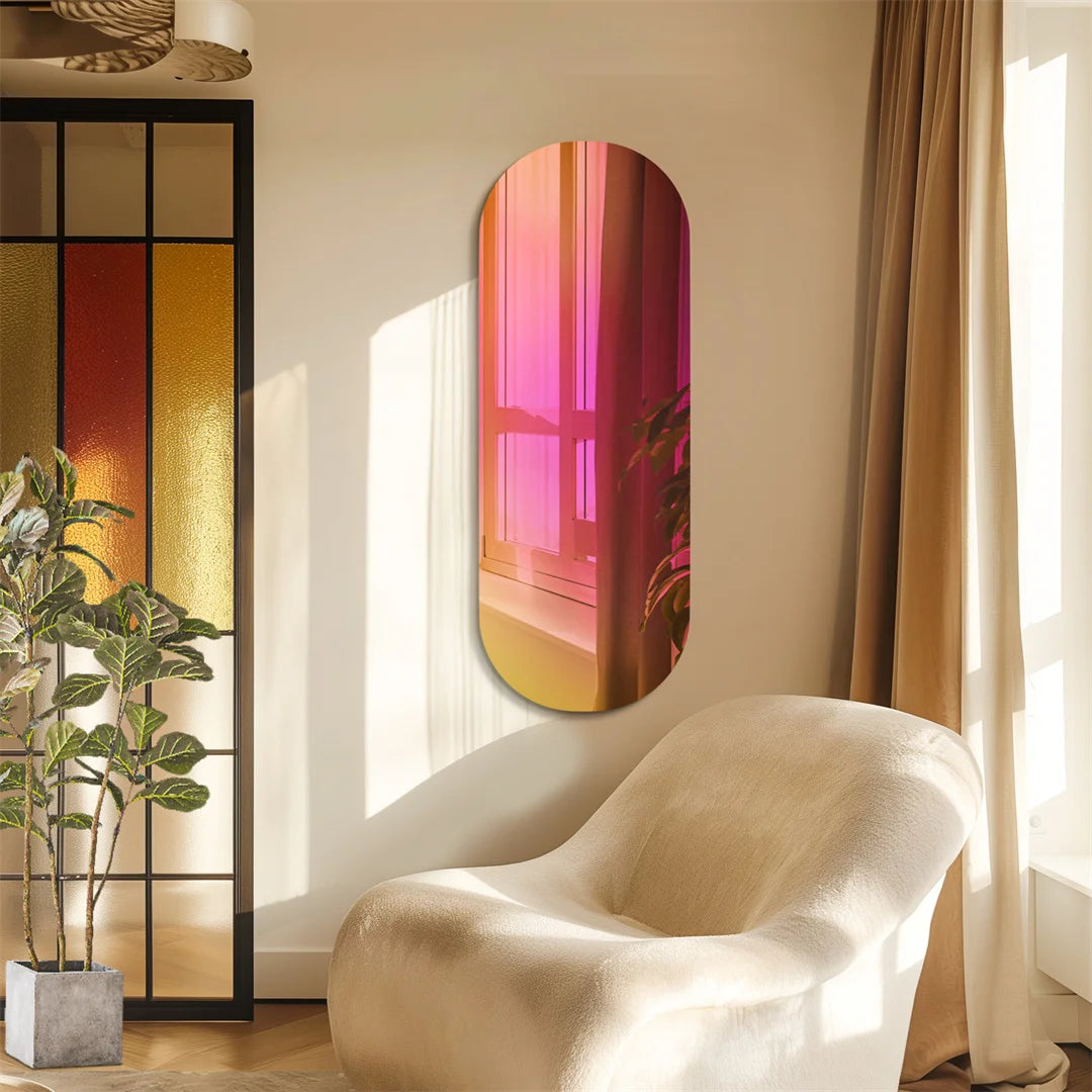 LUVODI Aesthetic Wall Mirror Iridescent Accent Mirror Rainbow Full Length Glass Mirror for Bedroom,Living Room
