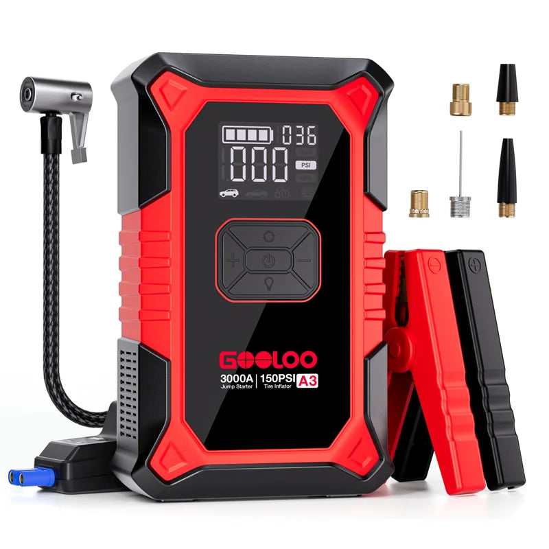 GOOLOO A3 Jump Starter With Portable Air Compressor 3000A