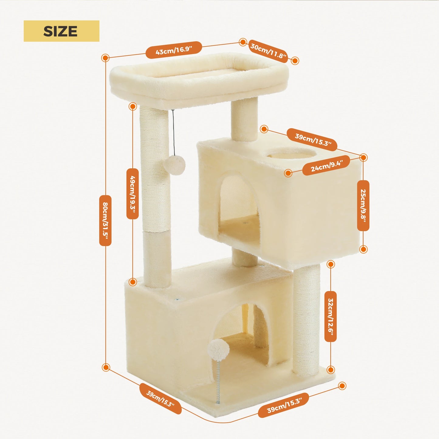 PAWZ Road Multi-Level Cat Tree Tower With Sisal Posts