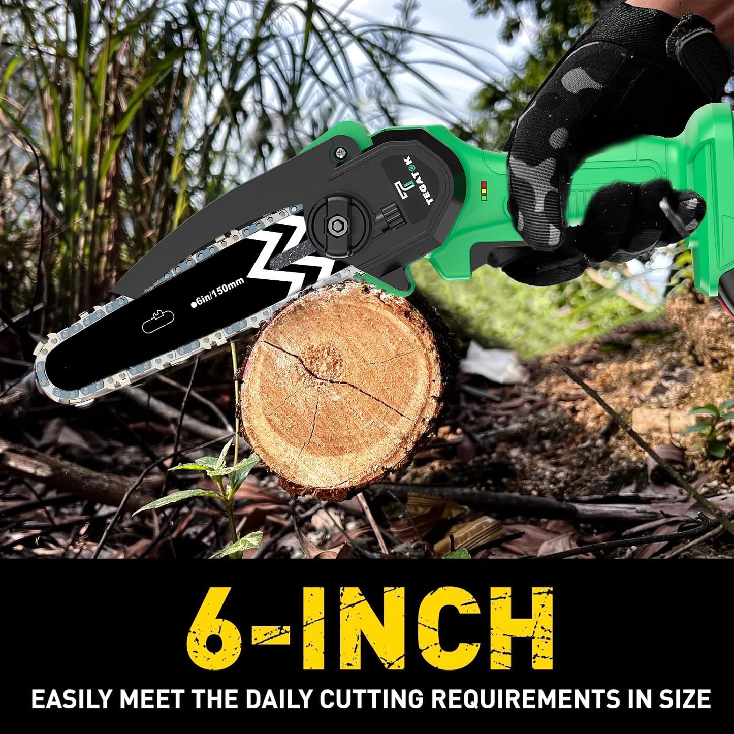TEGATOK 850W Mini Chain Saw With Battery For Wood Cutting