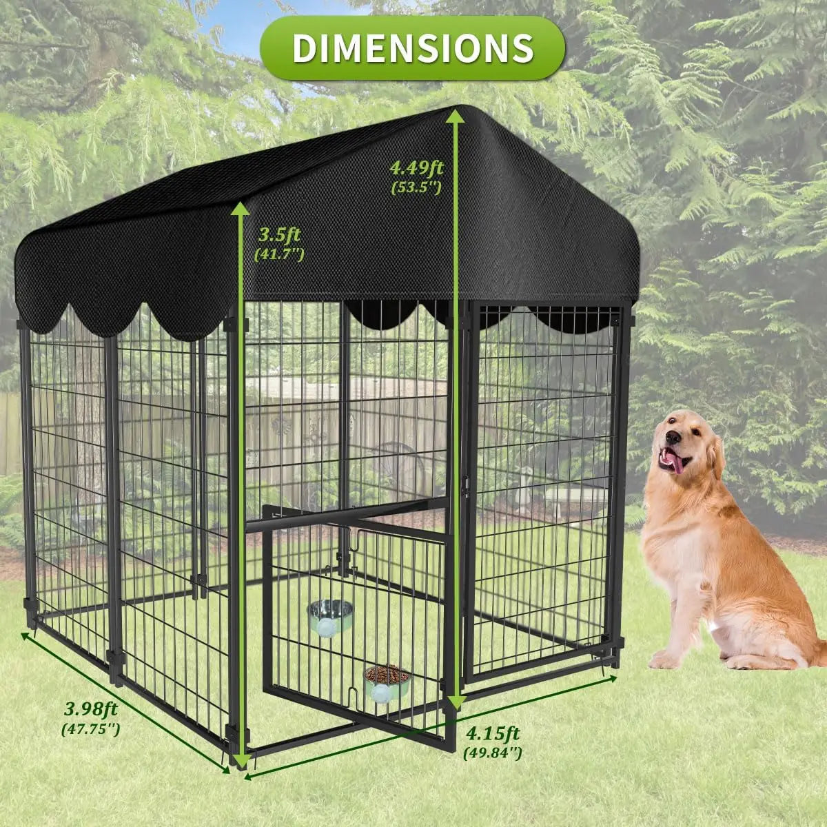 Outdoor Dog Kennel With Roof For Yard Playpen Enclosure