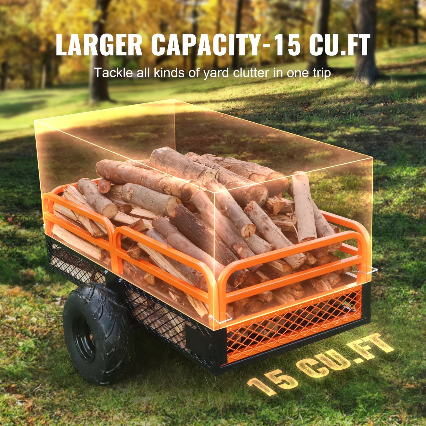 SucceBuy Heavy Duty ATV Dump Trailer Tow Behind Removable Sides