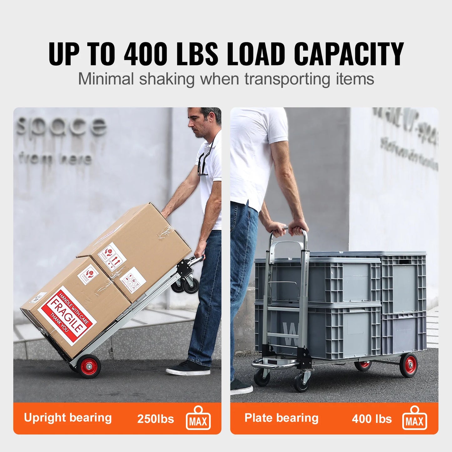 SucceBuy Folding Hand Truck Aluminum Heavy Duty Collapsible Cart