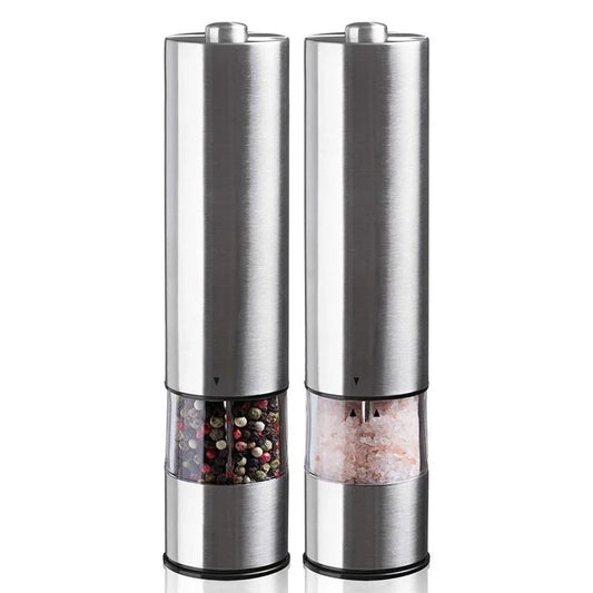 Electric Salt Pepper Grinder Set Stainless Steel One Handed Operation Automatic Spice Mill with Light for Kitchen
