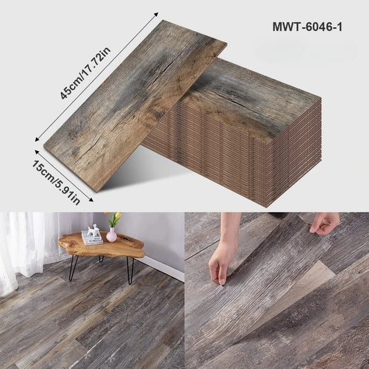Thicken Wood Grain Floor Sticker Industrial Cement PVC Vinyl Floor Sticker Self-adhesive Waterproof Tile Sticker Home Decor
