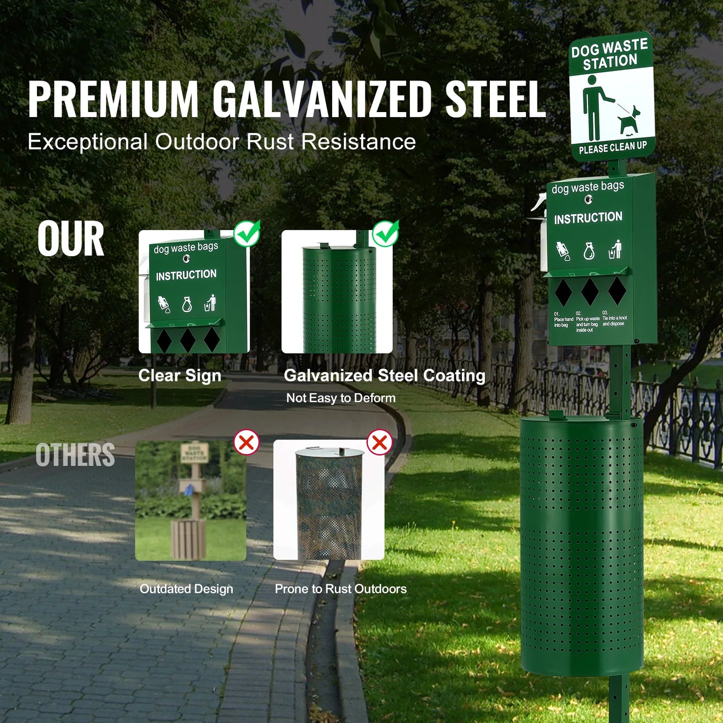 NONEDog Litter Dog Waste Station With Bag Dispenser