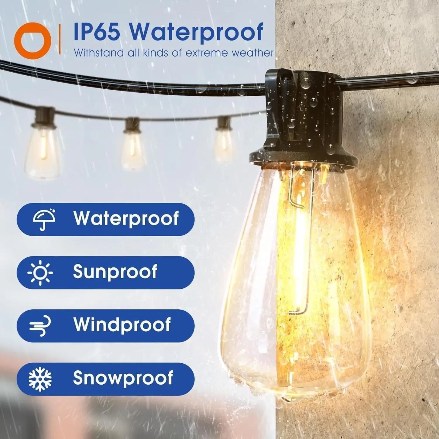 MIMIRGB LED Outdoor String Lights Dimmable Waterproof Bulbs