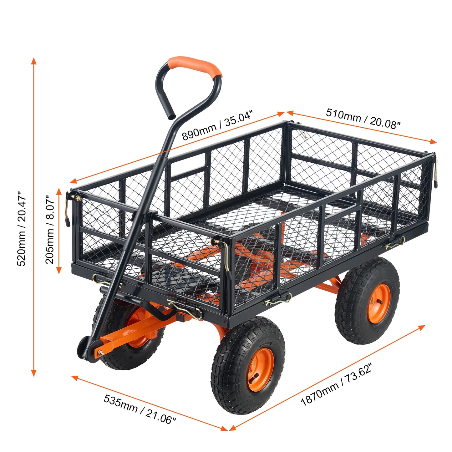 SucceBuy Garden Cart Sturdy Metal Utility Wagon Dump Cart 400/880lbs