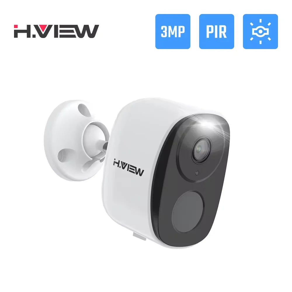 H.VIEW Battery Powered Wireless Outdoor Security Camera 2K 3MP Two Way Audio