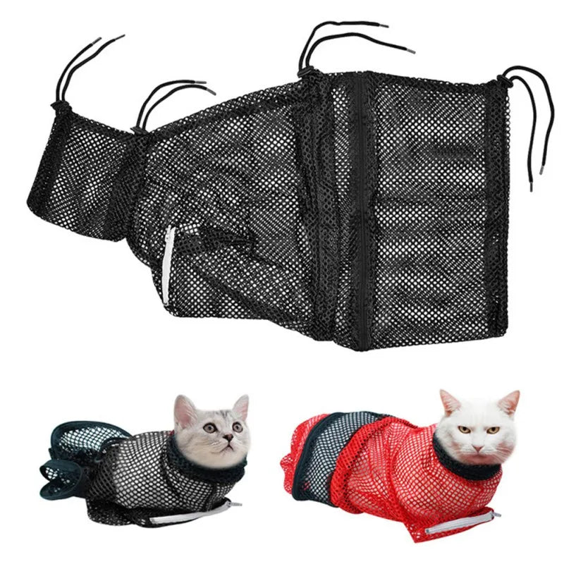 Cat Bathing Shower Bag Adjustable Restraint For Safe Grooming