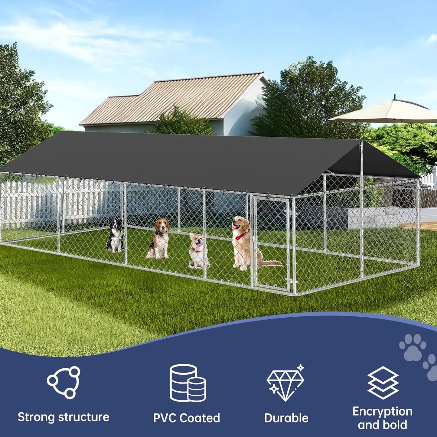 Outdoor Dog Playpen Heavy Duty Kennel Mesh Fence With Secure Lock