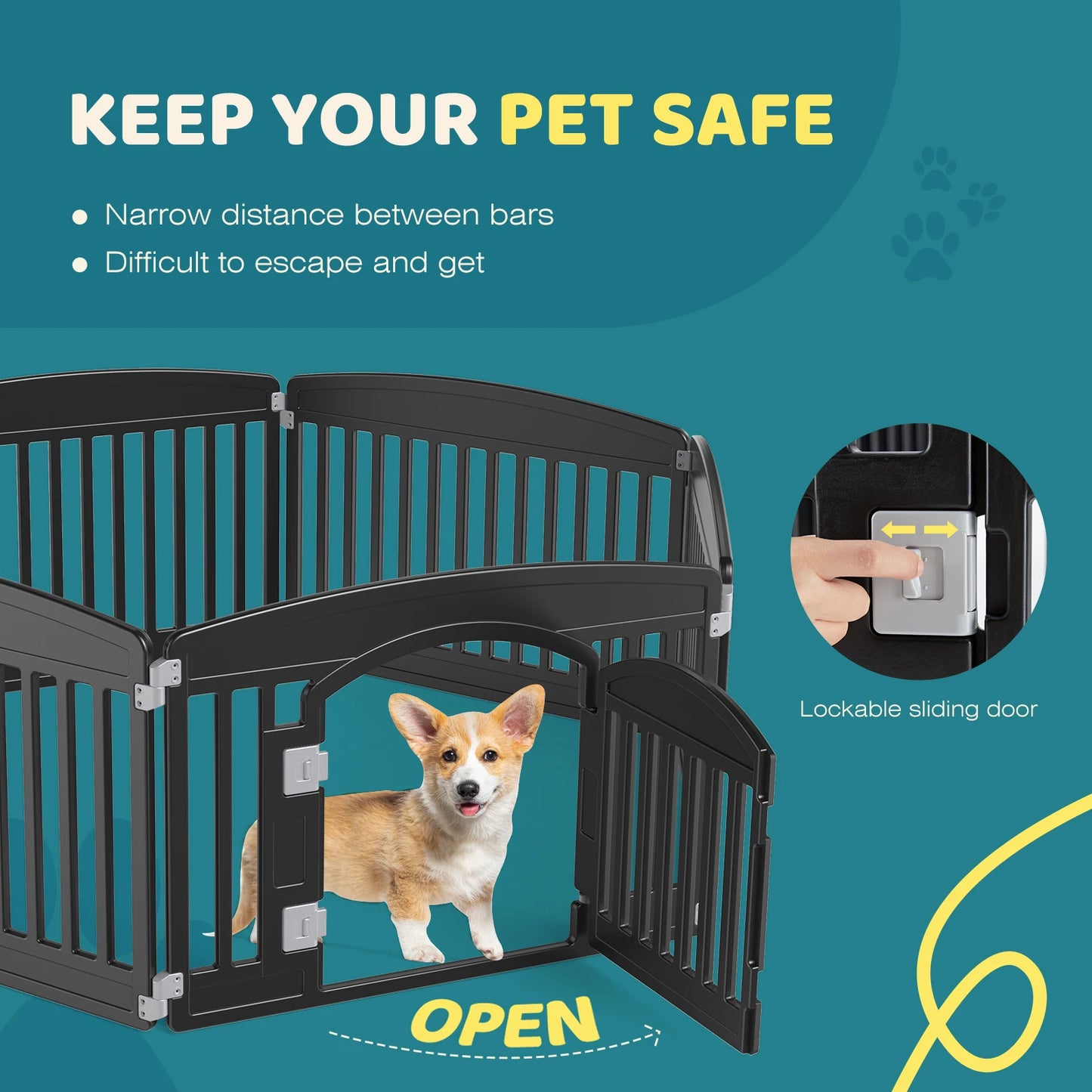 JHK Plastic Dog Playpen Indoor Outdoor Portable Puppy Fence