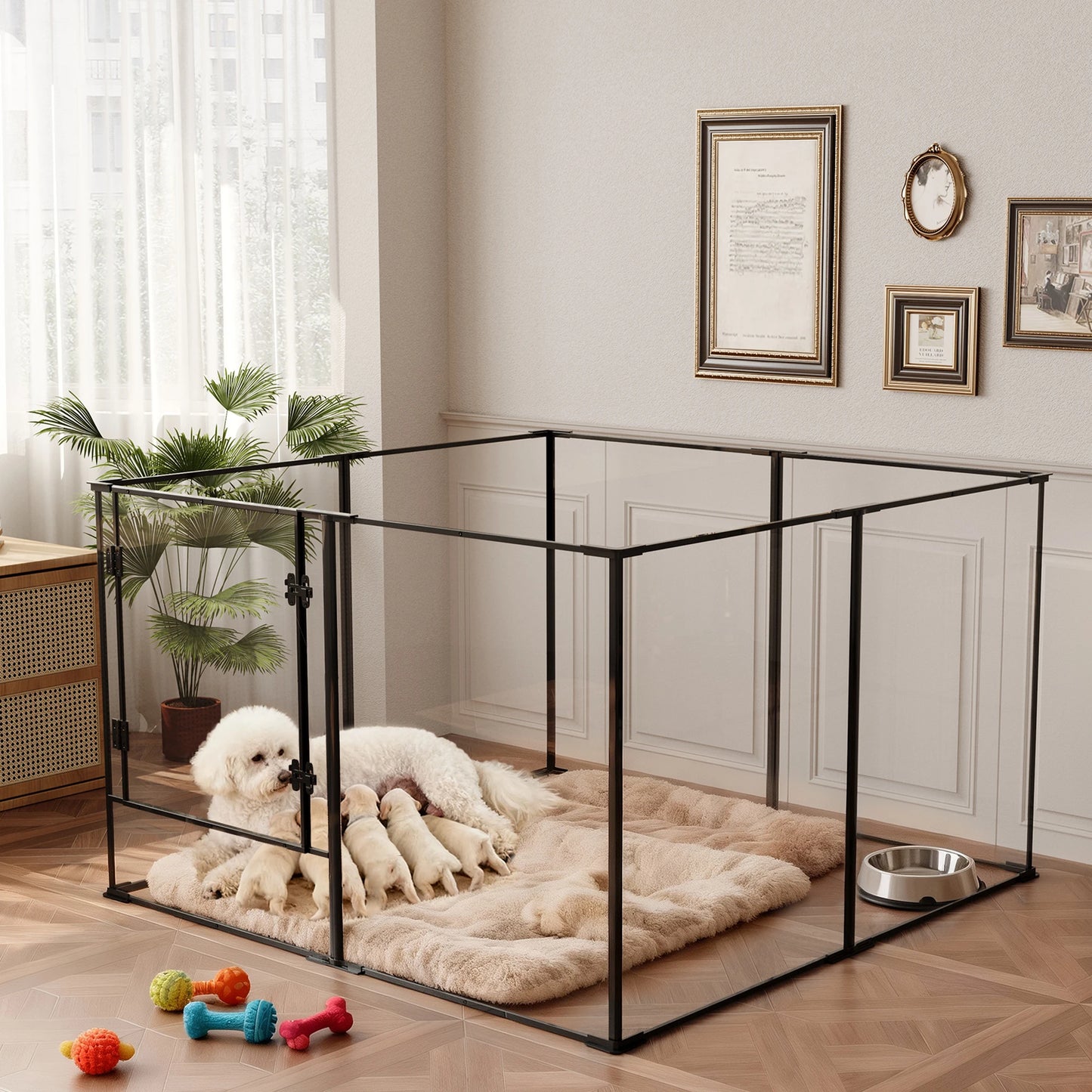 Bingopaw Clear Pet Playpen Aluminum And Acrylic Dog Pen