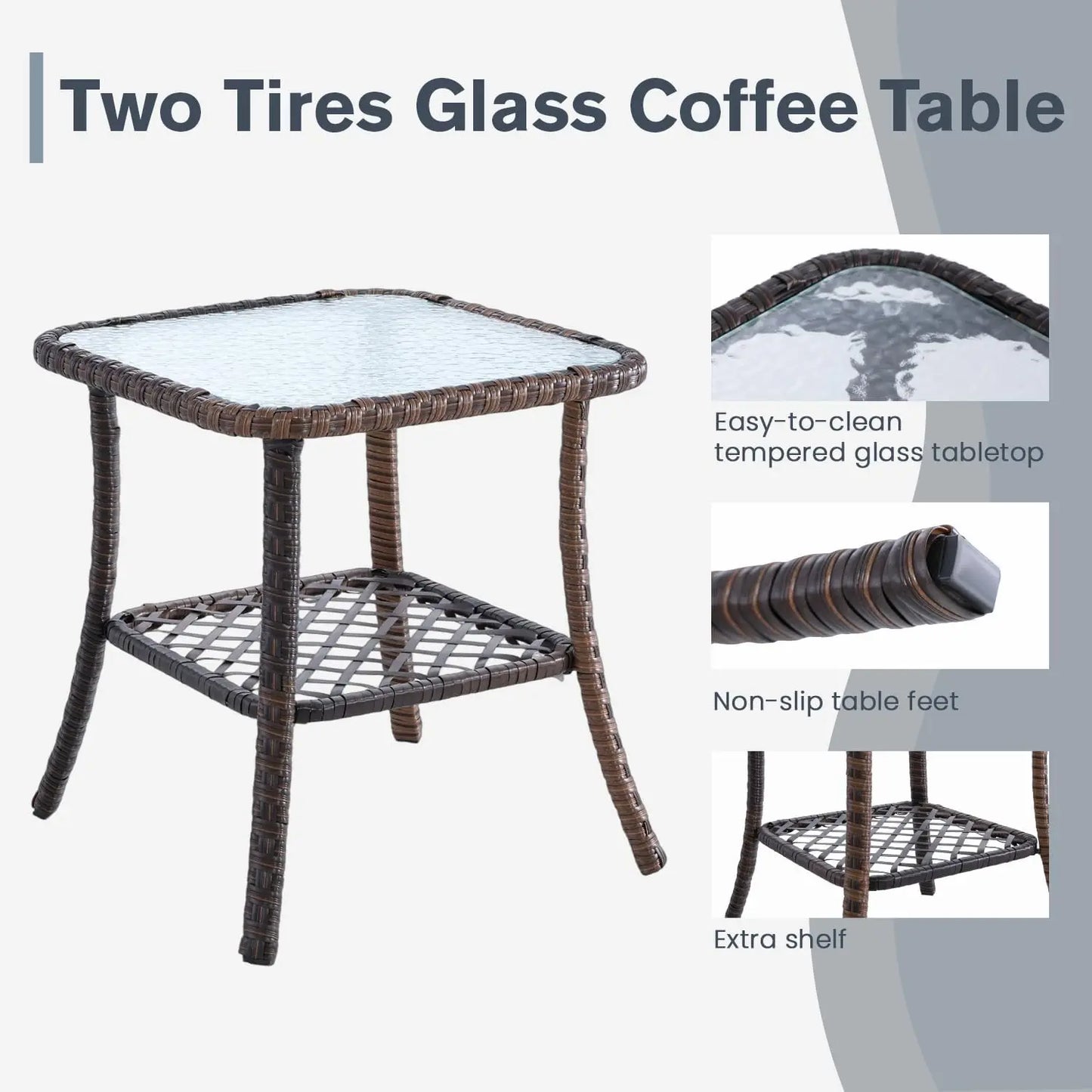 Outdoor Patio Bistro Set With Table All Weather Wicker