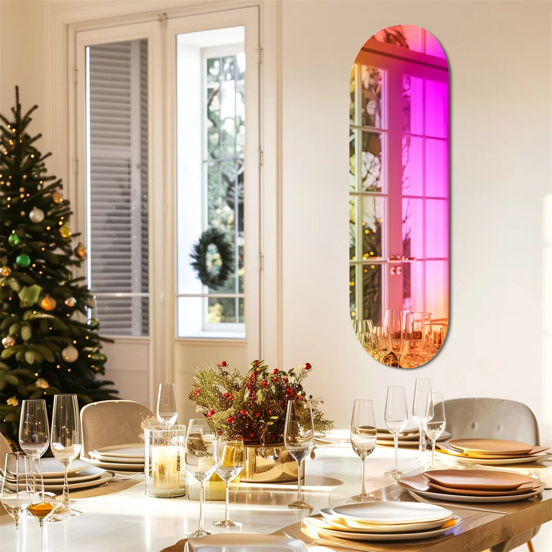 LUVODI Aesthetic Wall Mirror Iridescent Accent Mirror Rainbow Full Length Glass Mirror for Bedroom,Living Room