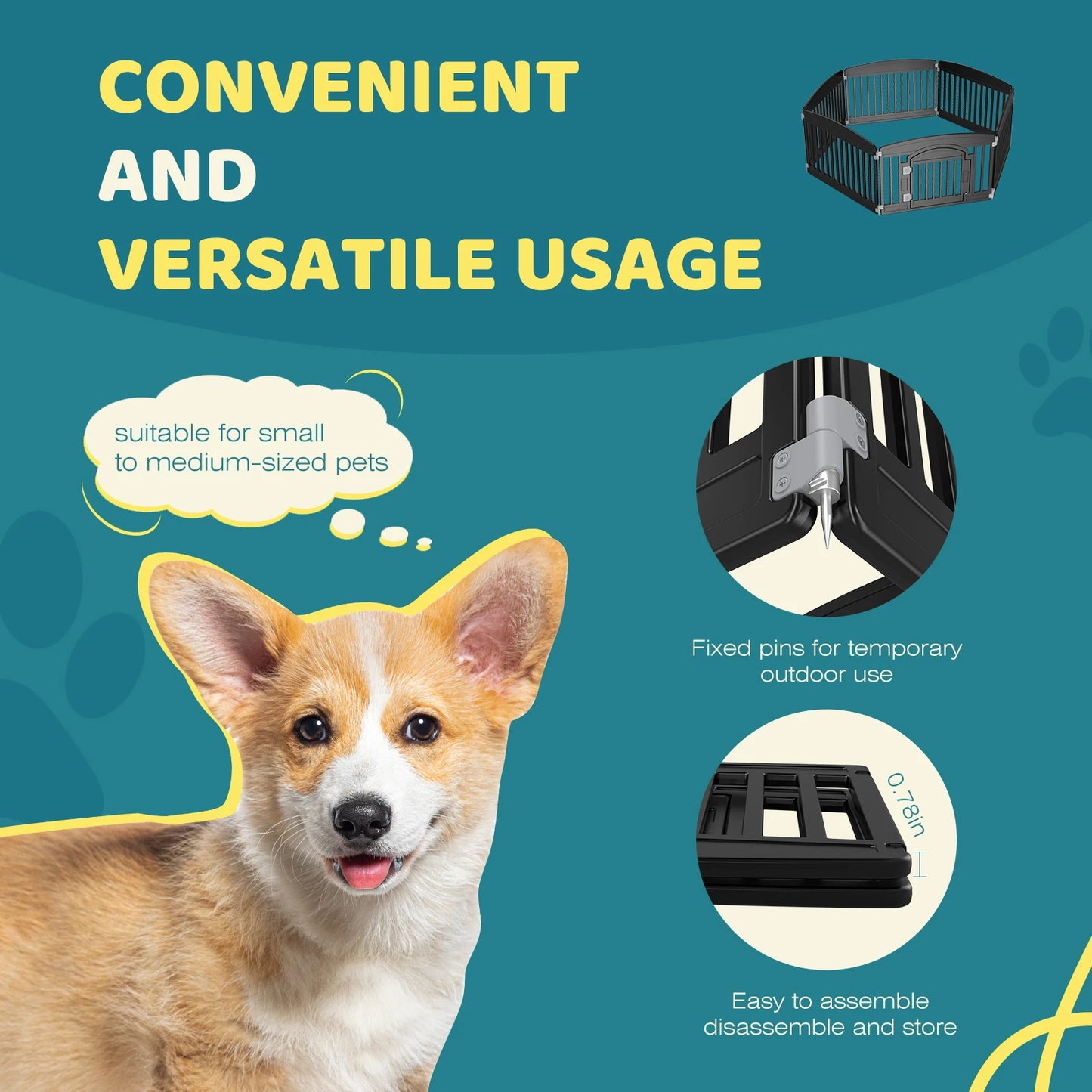 JHK Plastic Dog Playpen Indoor Outdoor Portable Puppy Fence