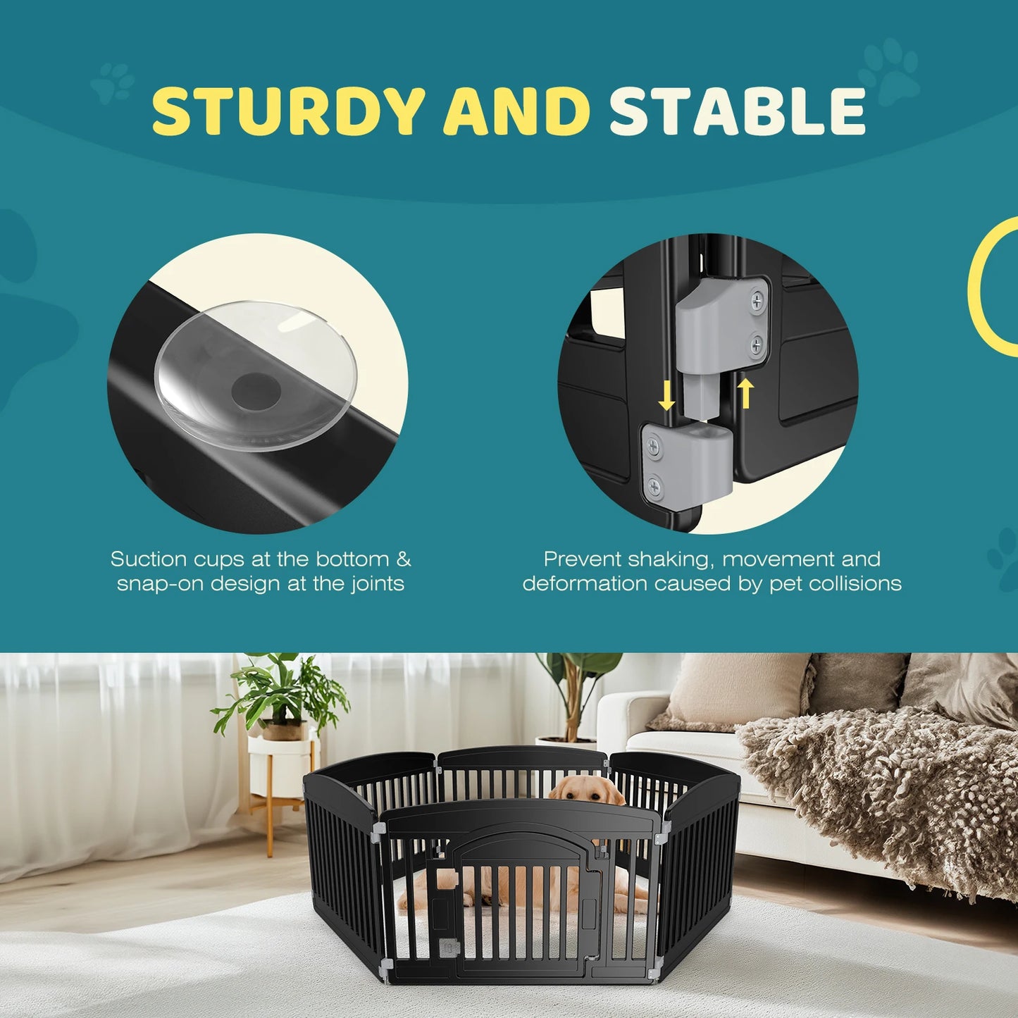 JHK Plastic Dog Playpen Indoor Outdoor Portable Puppy Fence