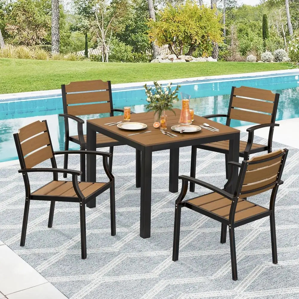 Square Outdoor Dining Set With Umbrella Hole