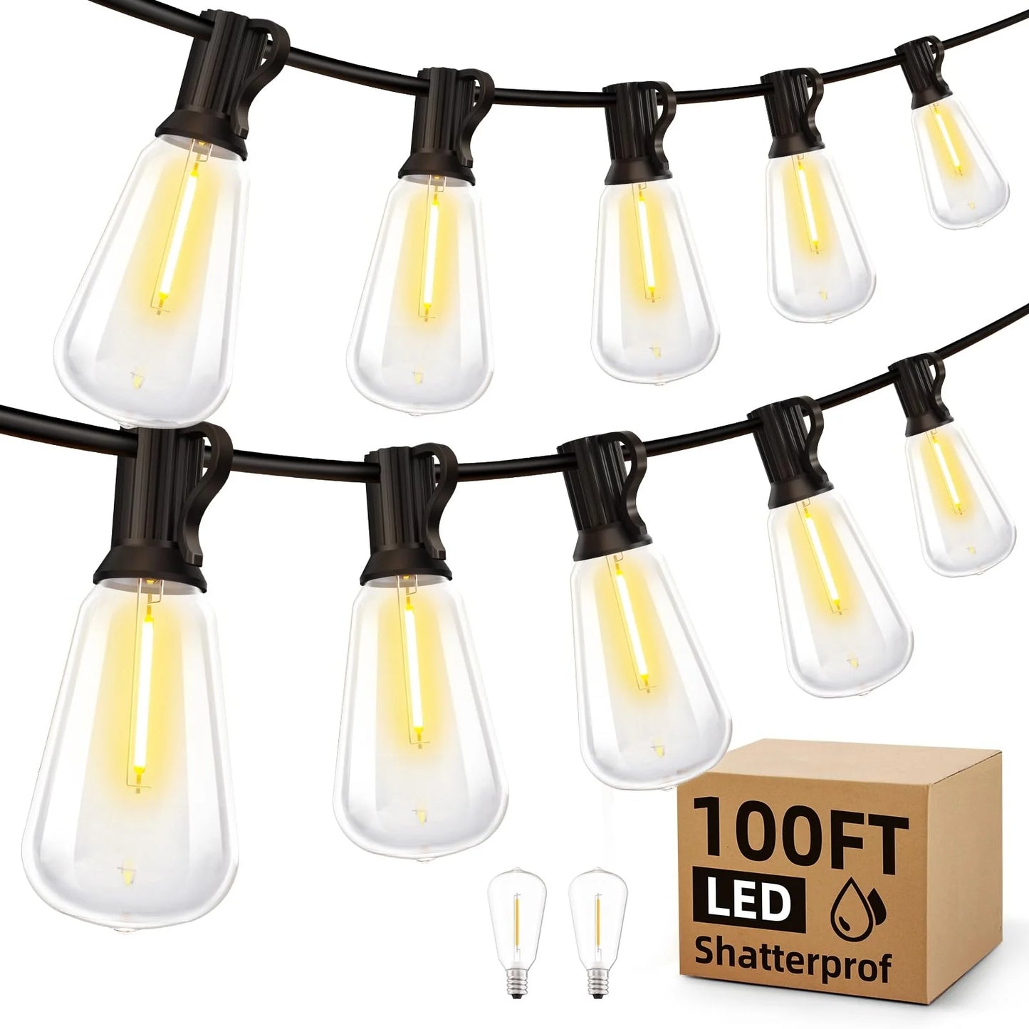 MIMIRGB LED Outdoor String Lights Dimmable Waterproof Bulbs