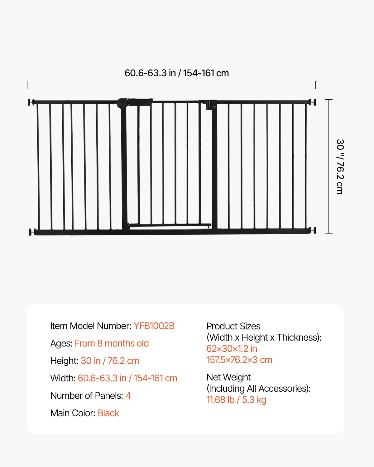 SucceBuy Baby Gate Easy Step Walk Thru Pressure Mount Kit