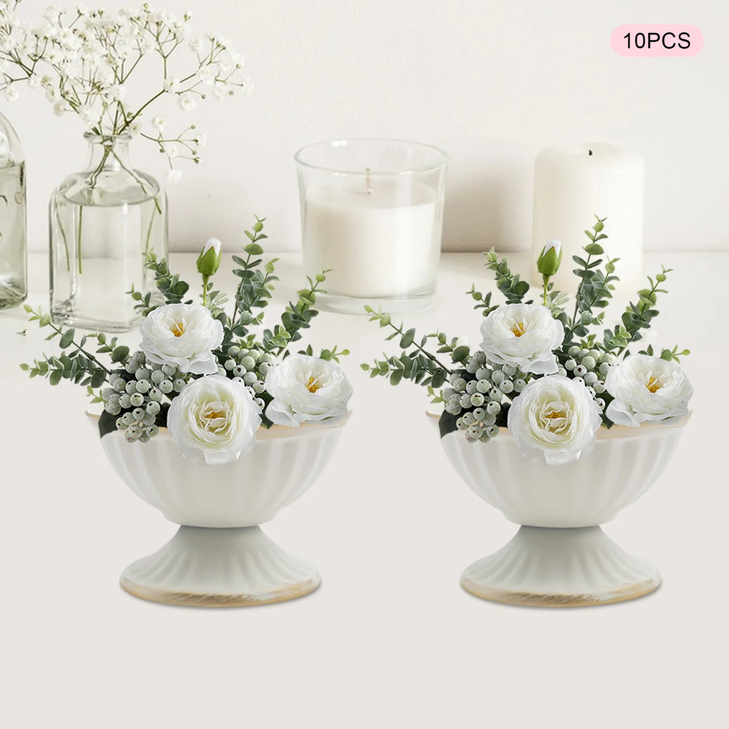 Bymaocar 10-Piece Metal Vase Set