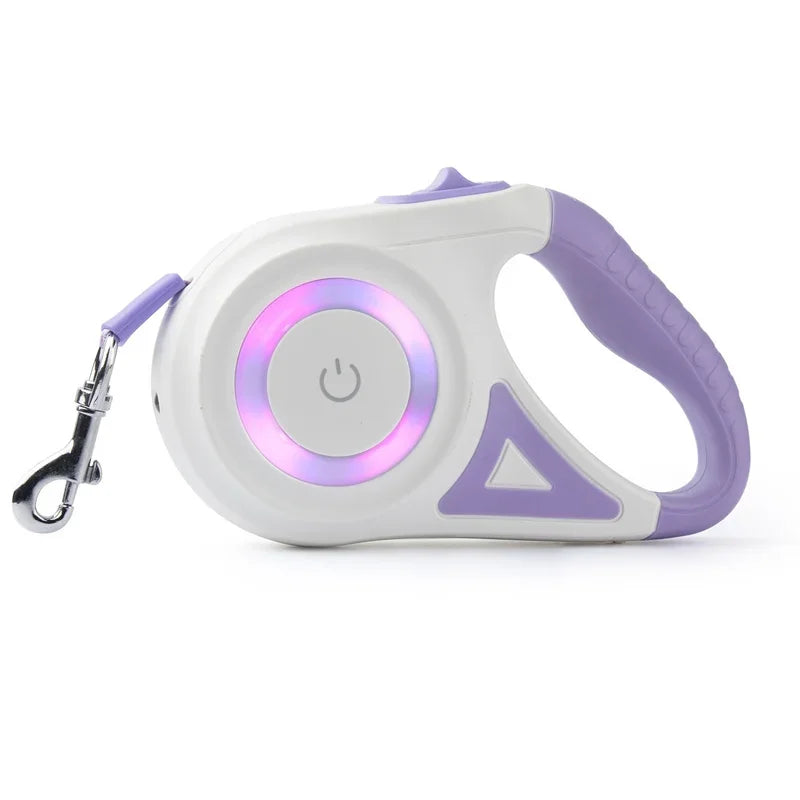 Automatic Retractable Dog Leash With LED Light Durable Nylon