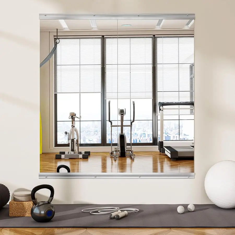 Home Gym Mirror 2 PCS 2448 inches, Large Wall Mounted Frameless Full Length Body Mirror for Dancing Studio, Exercise, Fineness,