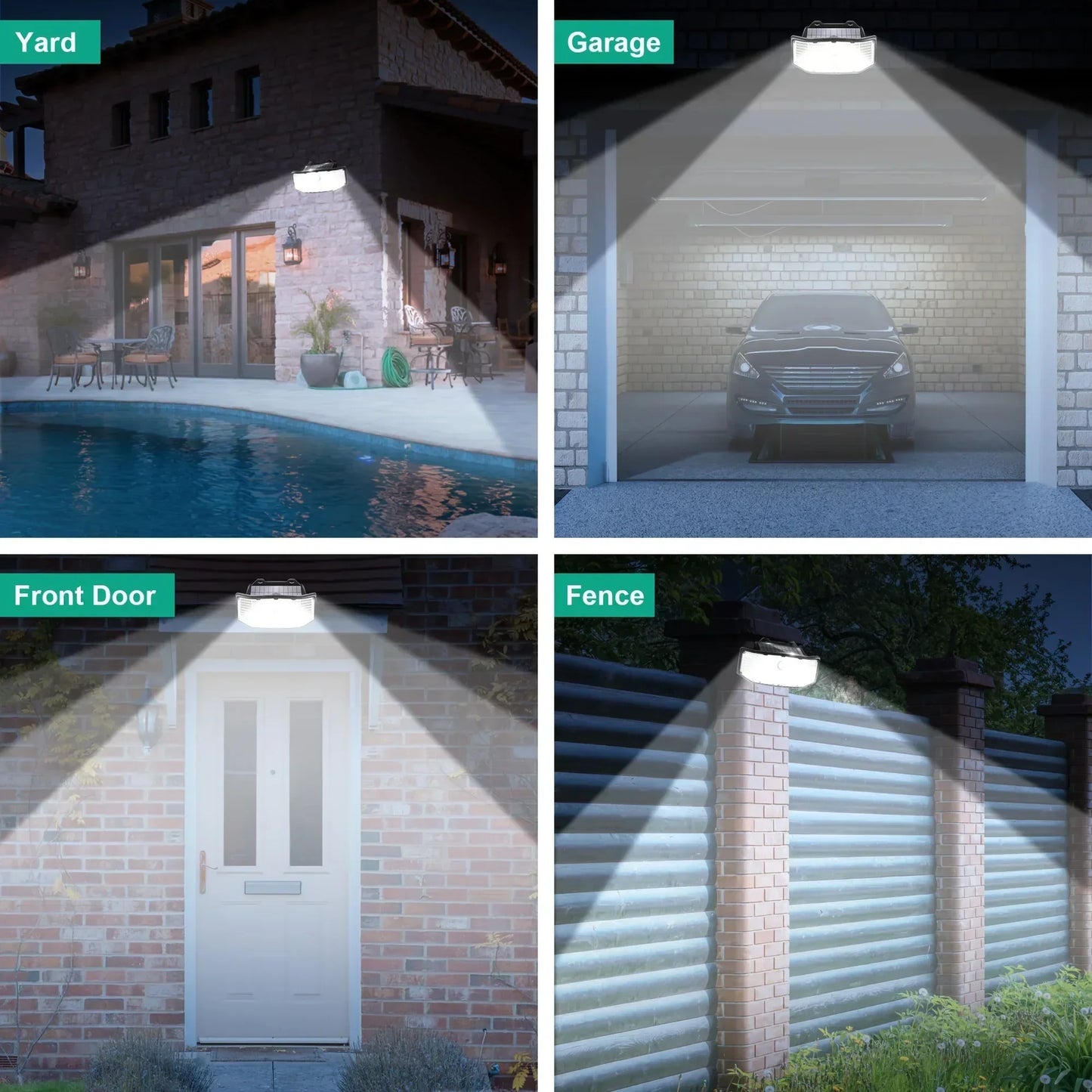 SZRSTH IP65 Solar LED Lights 2-Pack Motion Sensor Flood Lights