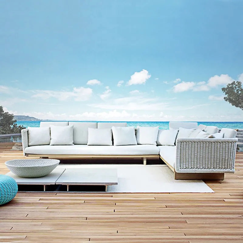 Nordic Wood Garden Furniture Set For Corner Lounge
