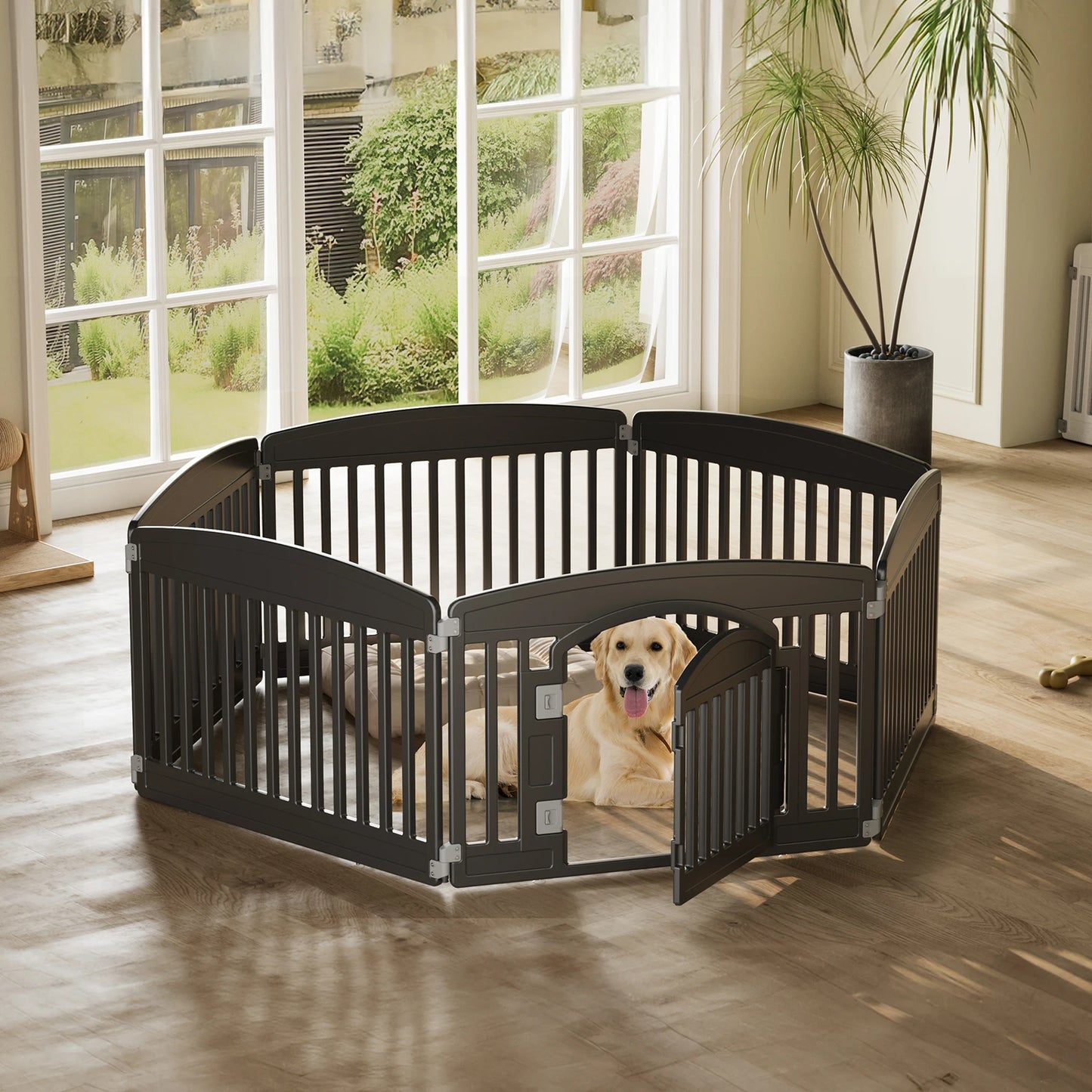 JHK Plastic Dog Playpen 6-Panel Indoor Outdoor Portable
